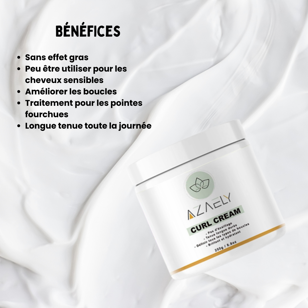 Curl Cream AZAELY pour les cheveux texturés, bouclés, frisés et ondulés