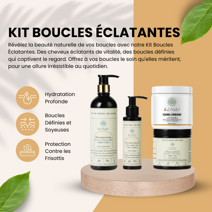 Kit Boucles Éclatantes : Soin Réparateur et Mise en Forme Harmonieuse AZAELY pour les cheveux texturés, bouclés, afro, ondulés et frisés